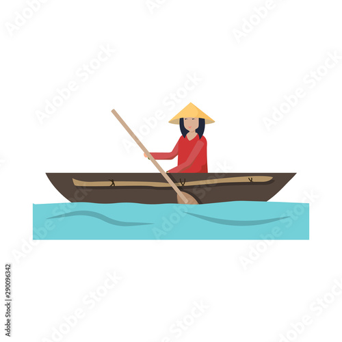 Vector illustration of boat and vietnamese icon. Collection of boat and water vector icon for stock.