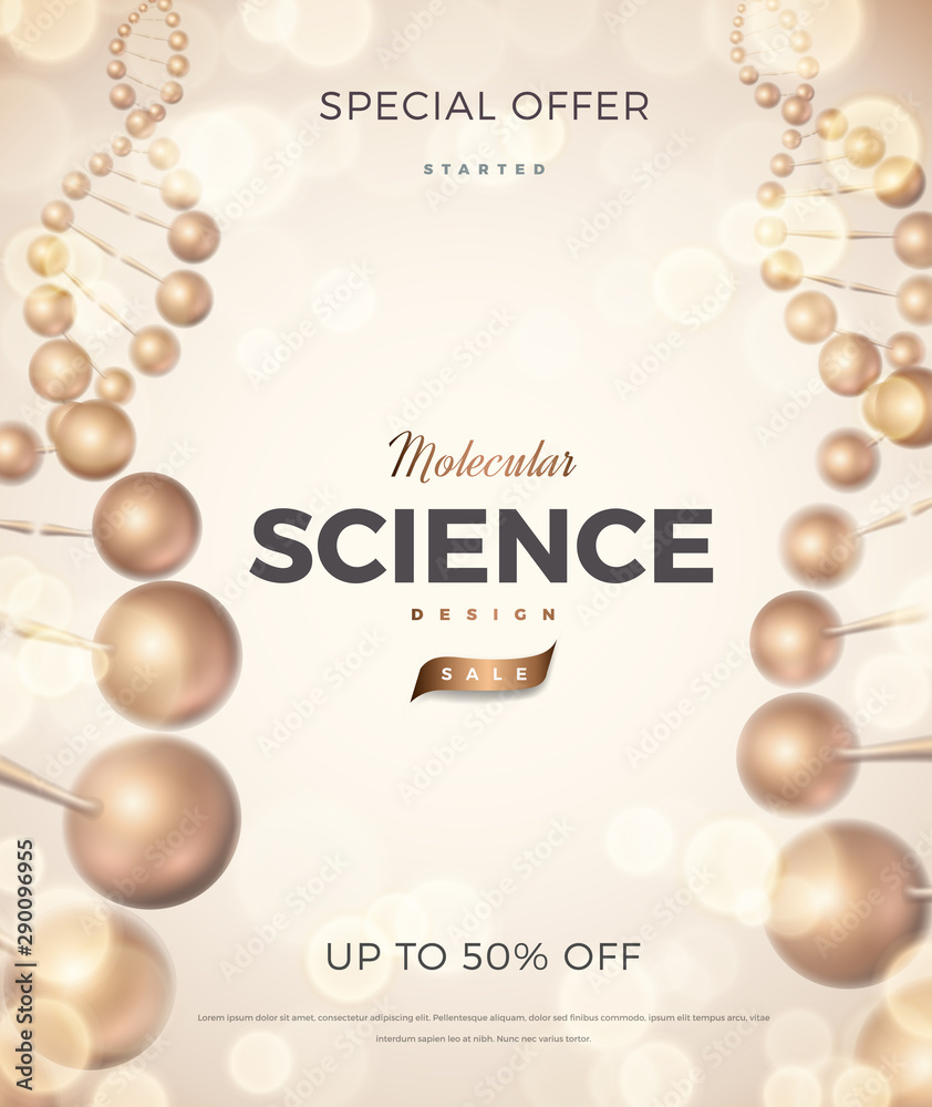 Science abstract vector vertical design with DNA molecular structure ...
