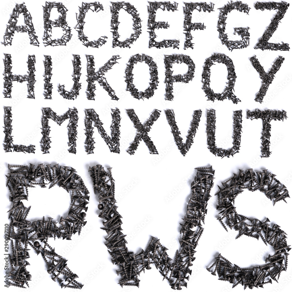 Letters made out of screws isolated on white. Letters made out of screws isolated on white.