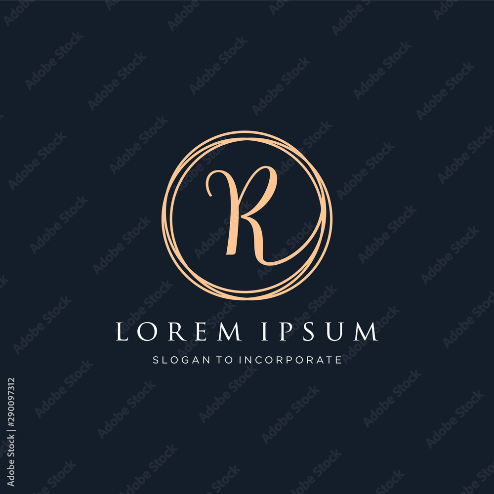 Letter R Logo, handwriting template , circle concept - Vector Letter R Logo, handwriting template , circle concept - Vector