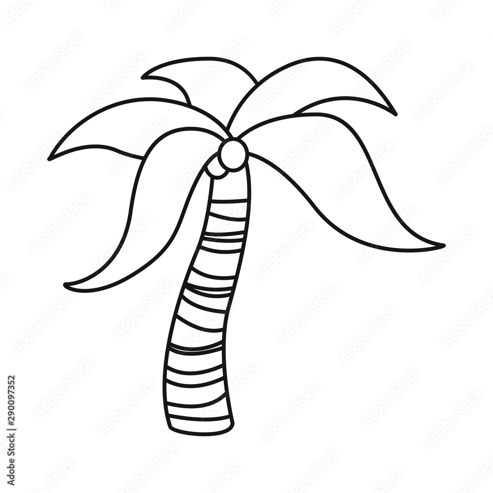 Vector design of palm and forest sign. Set of palm and hawaii stock symbol for web.