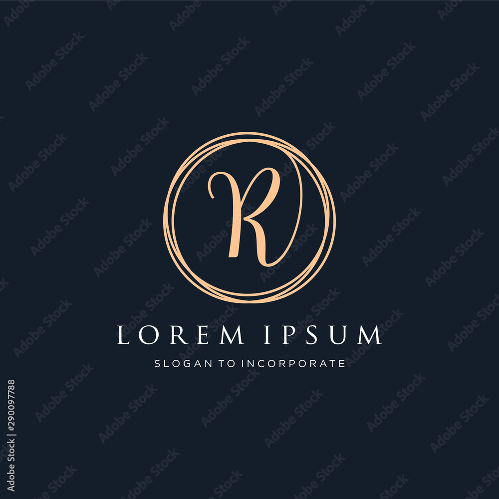 Letter R Logo, handwriting template , circle concept - Vector Letter R Logo, handwriting template , circle concept - Vector