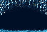 Christmas blue bokeh background.Glitter vintage lights background.