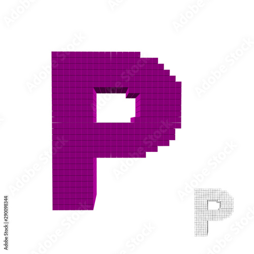 3d pixelated capital letter...