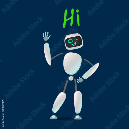 RPA. Funny white robot in different comic situations and moods. Modern technologists of the invention of the future, artificial intelligence. robotics and bots