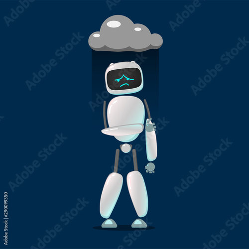 RPA. Funny white robot in different comic situations and moods. Modern technologists of the invention of the future, artificial intelligence. robotics and bots