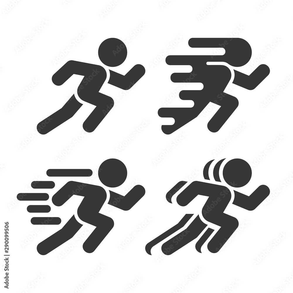 Running and Walking Icons Set on White Background. Vector Running and Walking Icons Set on White Background. Vector