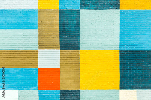  brick wall painted in rainbow colors photo