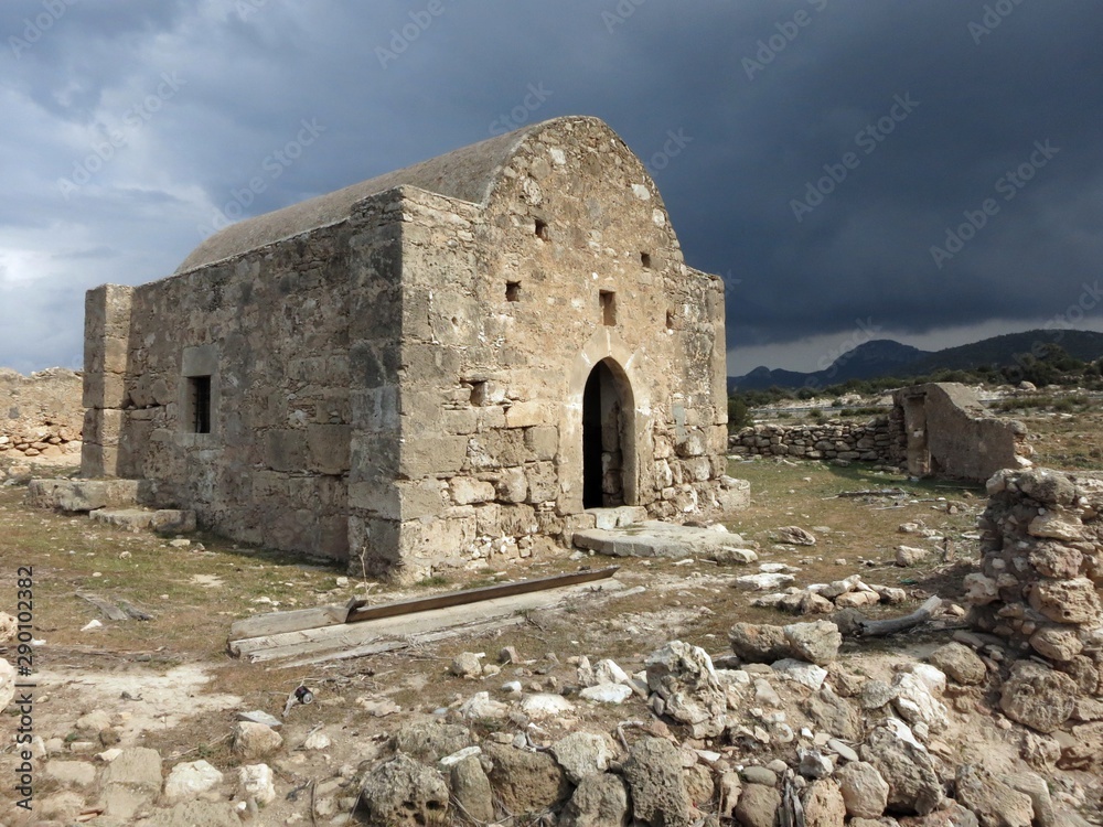 An abandoned Greek orthodox church on Karpas peninsula in Northern Cyprus