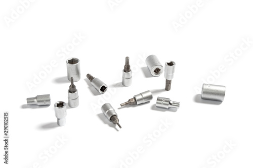 set of hand tools on a white background