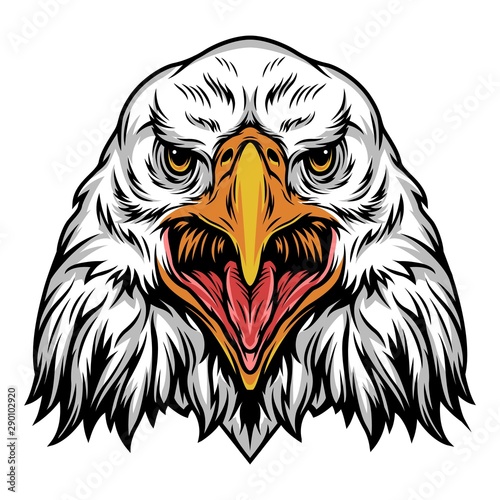 Colorful angry eagle head template