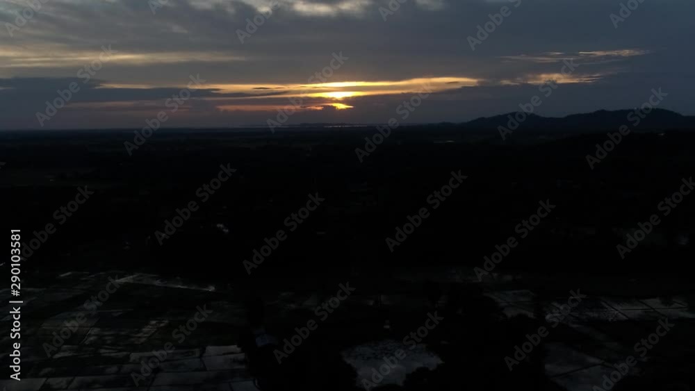 Breathtaking sunset shot at twilight taken by a drone Breathtaking sunset shot at twilight taken by a drone