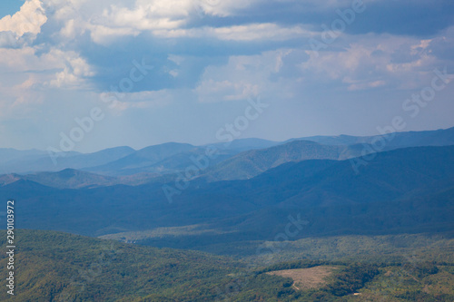Beautiful view of the mountain peaks on a summer day.