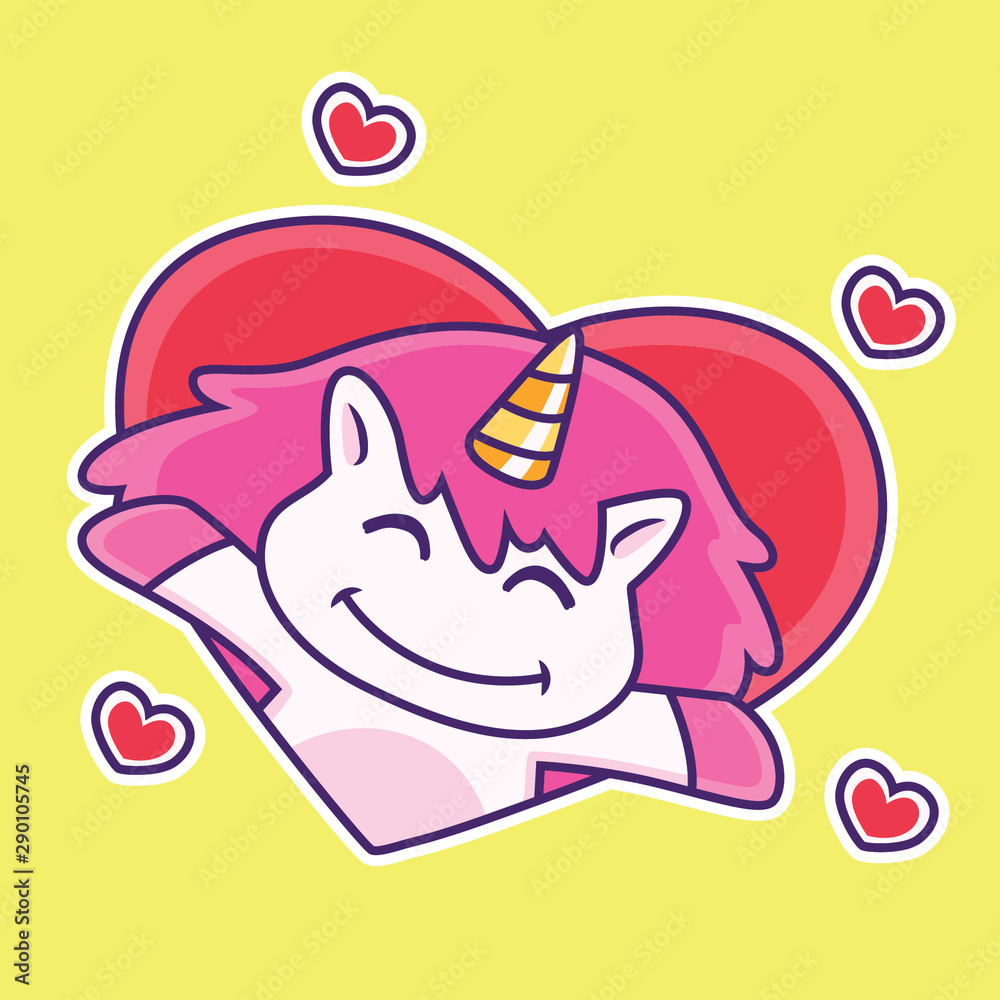 Obraz premium cute unicorn in big love