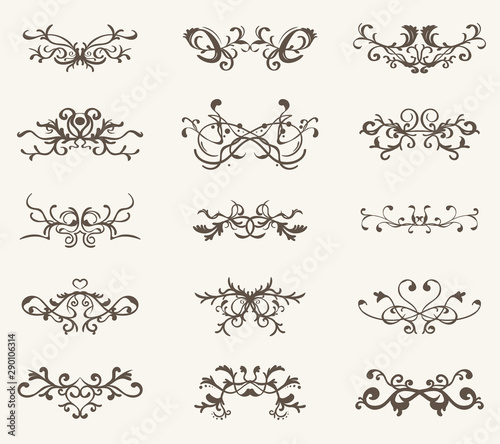 Vector set of decorative elements and line vintage style