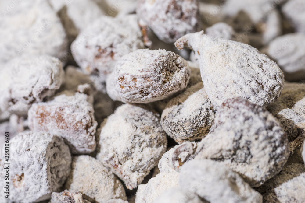 Close-up of sweets with powdered sugar Close-up of sweets with powdered sugar