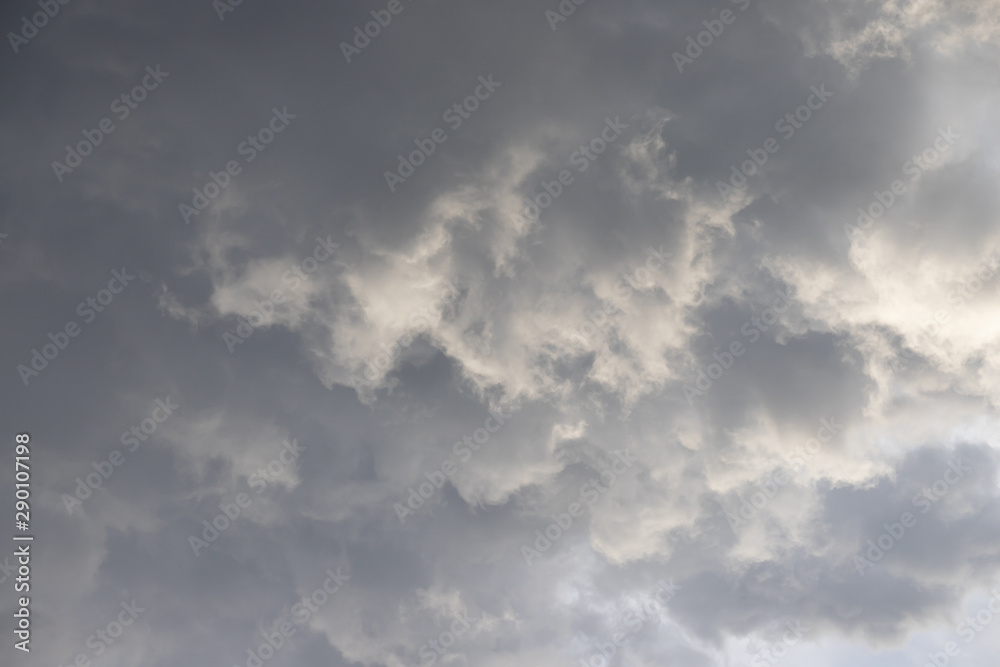 rainy cloud background and texture. grey sky in rainy season.  weather forecast.