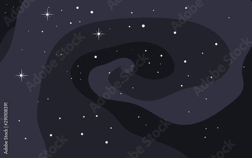 Vector space background. Cute flat style template with Stars in Outer space