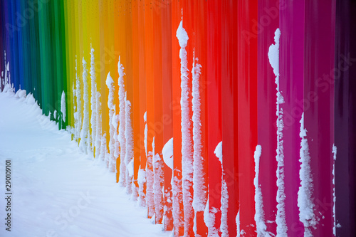 abstract rainbow background in snow