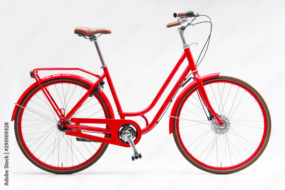Obraz premium Urban City Bike Woman Bicycle With Carrier and Basket