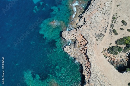 Fototapeta Naklejka Na Ścianę i Meble -  Aerial Sea Ibiza