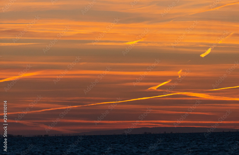 Fototapeta premium Sunset on Coast of France over Mediterranean Sea