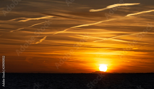 Sunset on Coast of France over Mediterranean Sea