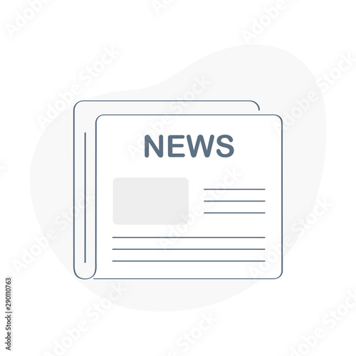 News icon, newspaper, daily newsletter, press. Media publication, news article outline vector illustration on white.