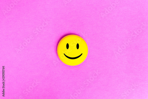 Positive Funny smiley face on a cardboard background. Copy space for advertising and texts