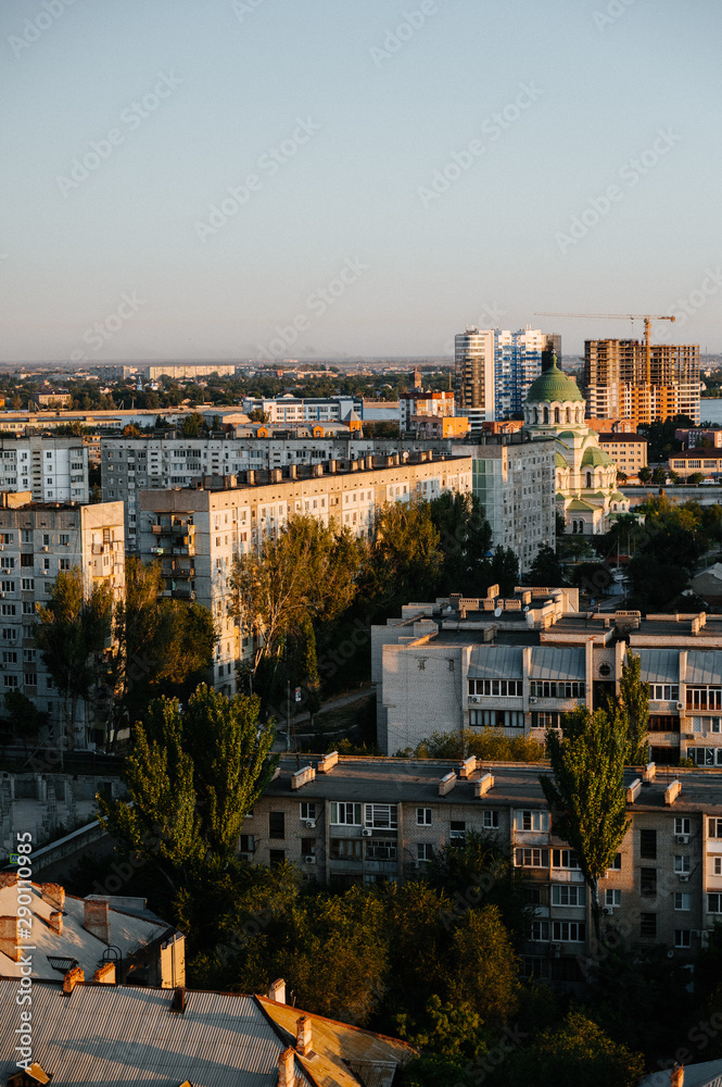 Fototapeta premium view of the city from a house under construction