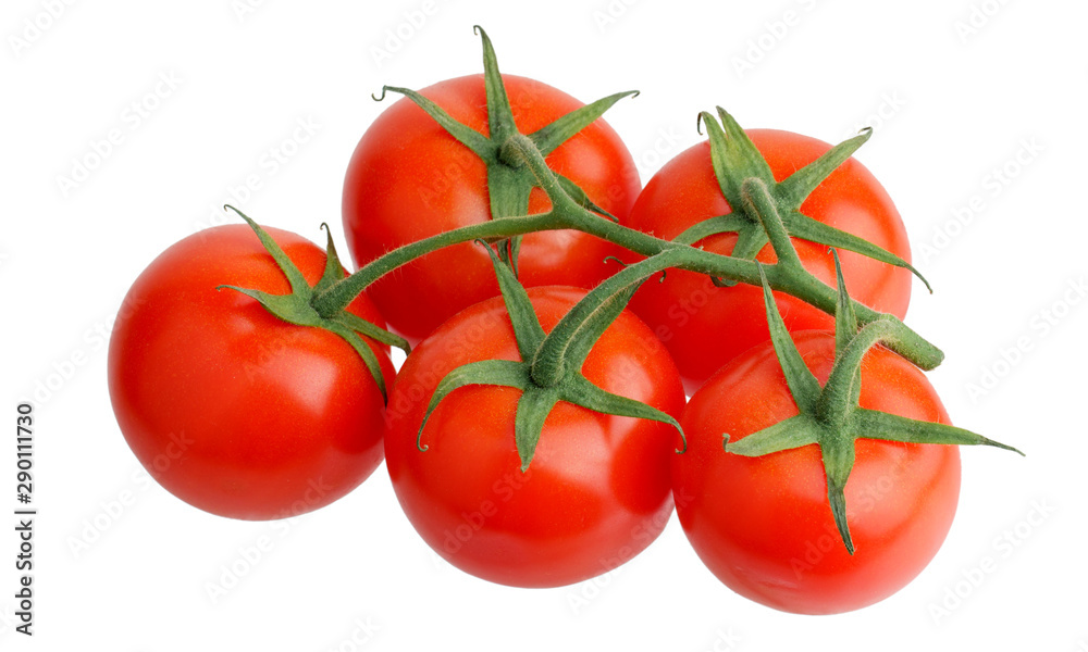 Bunch of tomatoes without shadows isolated on white background Bunch of tomatoes without shadows isolated on white background