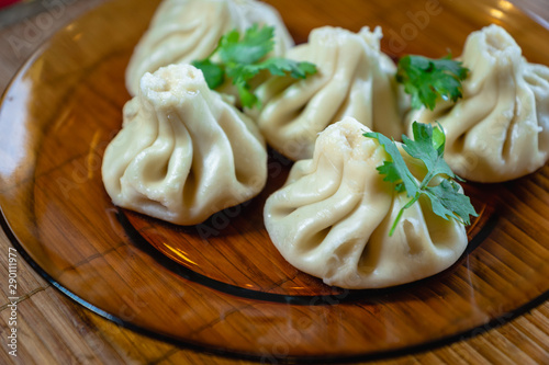 Khinkali - traditional Georgian dumpling dish - popular in the country of Georgia