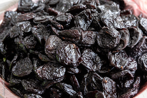Close-up of prune, dried prune, dried fruits. Cooking ideas.