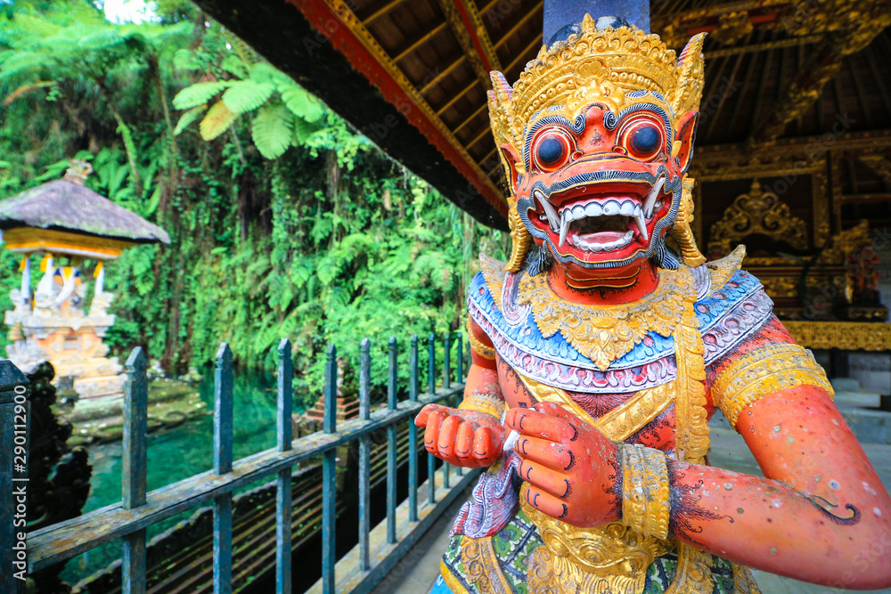 Colorful Red statue, gunung kawi sebatu, island of Bali