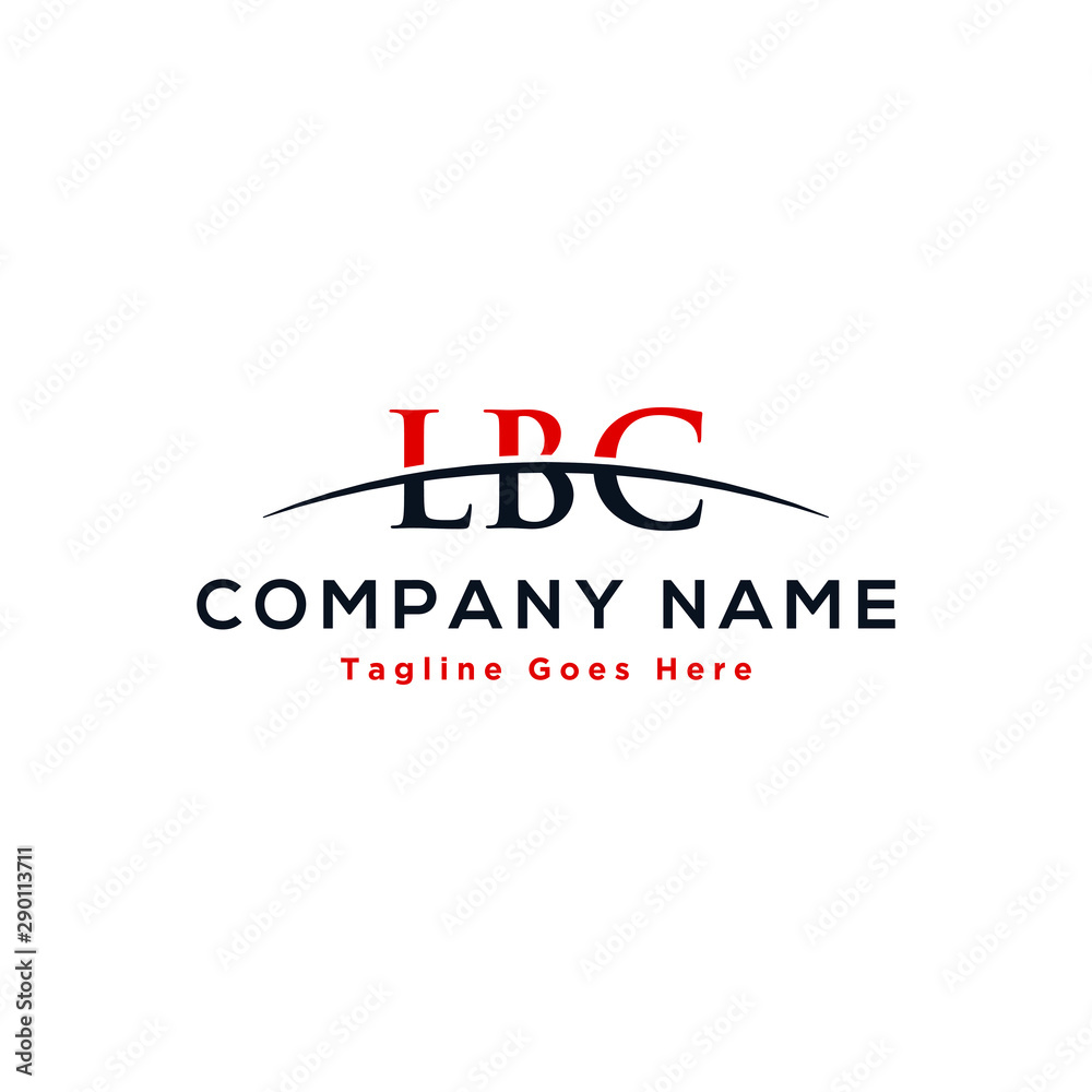 Initial letter LBC, overlapping movement swoosh horizon logo design inspiration in red and dark blue color vector Initial letter LBC, overlapping movement swoosh horizon logo design inspiration in red and dark blue color vector
