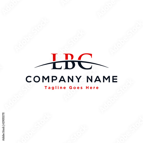 Initial letter LBC, overlapping movement swoosh horizon logo design inspiration in red and dark blue color vector
