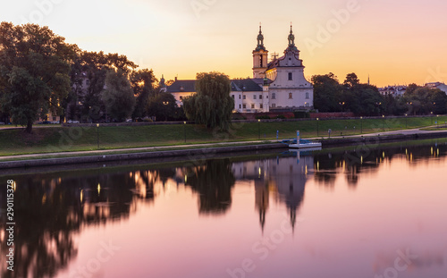 Church on the banks of the Vistula River in Krakow
