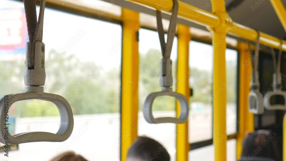Gray and yllow hand grab in subway metro wagon or bus. Gray and yllow hand grab in subway metro wagon or bus.