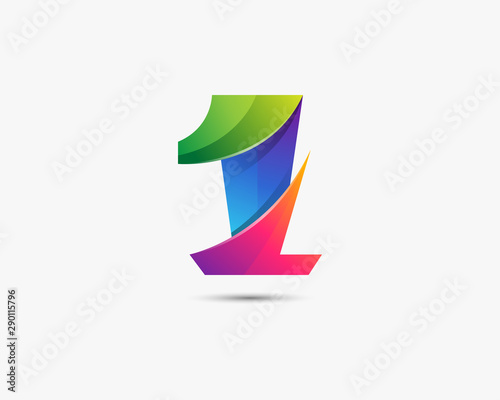 Number One logo shape template. Awesome number 1 logo design concept. Gradient color of the number 1.