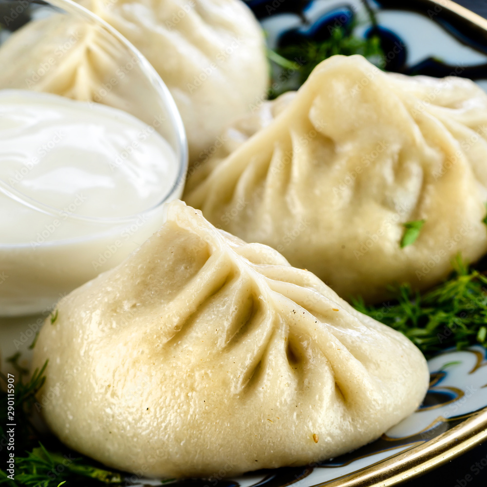 Manti. Traditional meat dish of the peoples of Central Asia Manti. Traditional meat dish of the peoples of Central Asia