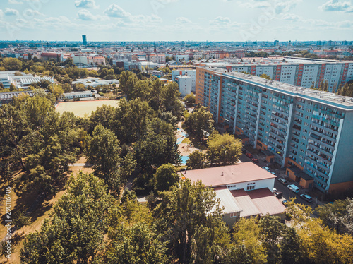Canvas Print overview about lichtenberg, berlin with a park in the center
