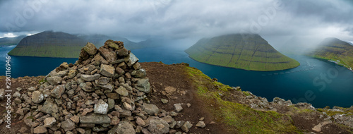 Huge gigapan of fjords in Faroe Islands under the mist photo