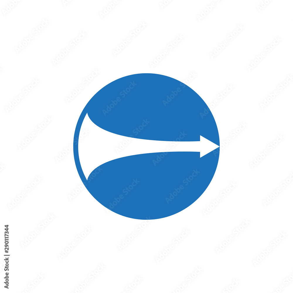Circle and right arrow flat icon on white background. Circle and right arrow flat icon on white background.