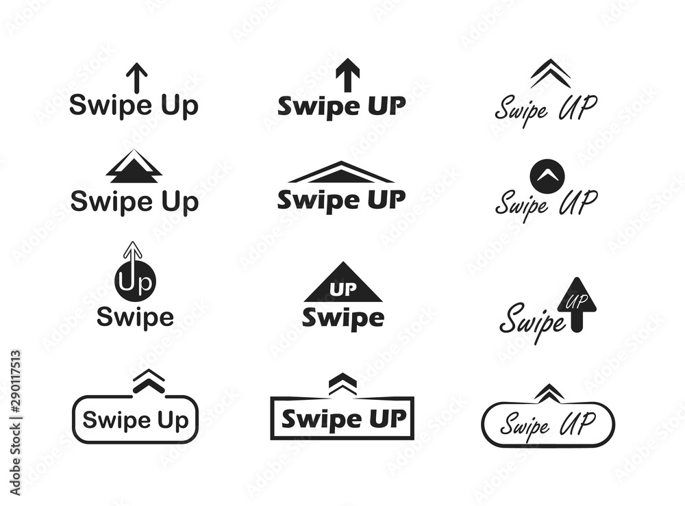Buttons swipe up. Arrow icon.