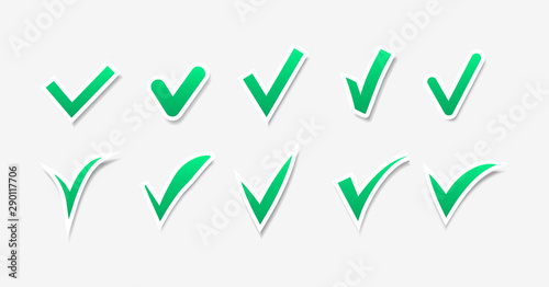 Set of green checkmarks. Vector icons.