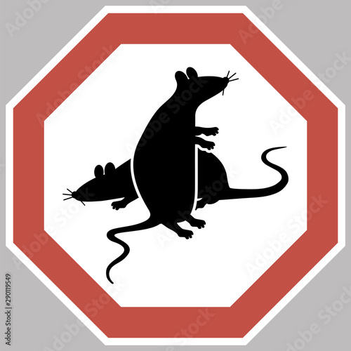 Watch out rats. Sign. An octagonal sign warning that mammals are in the area.
