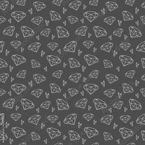 Beautiful vector seamless pattern with big and little diamond on a gray isolated background.