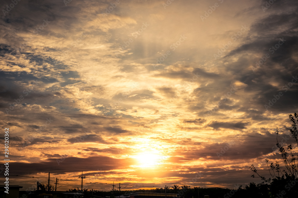 bright evening sky during the sunset