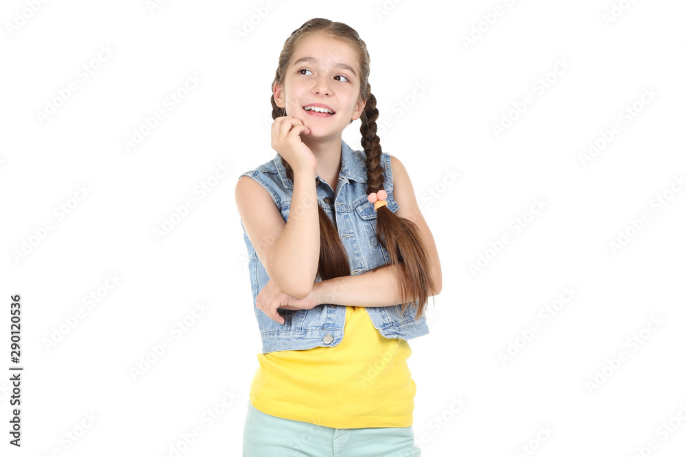 Beautiful young girl on white background Beautiful young girl on white background