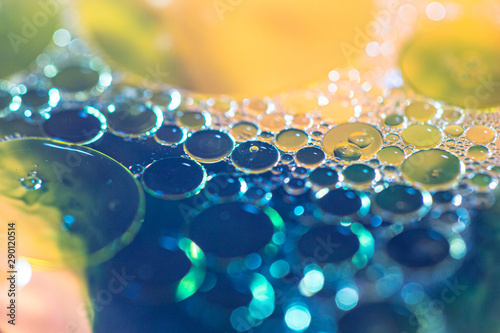 Abstract bubbles with blue and yellow tones